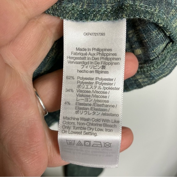 Madewell greeen space dyed ribbed cropped turtleneck top size medium - Picture 5 of 6